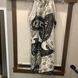 Vintage Virginia Taylor dress Size 4-6 Sleeveless Gray Black & White sequin MIDI